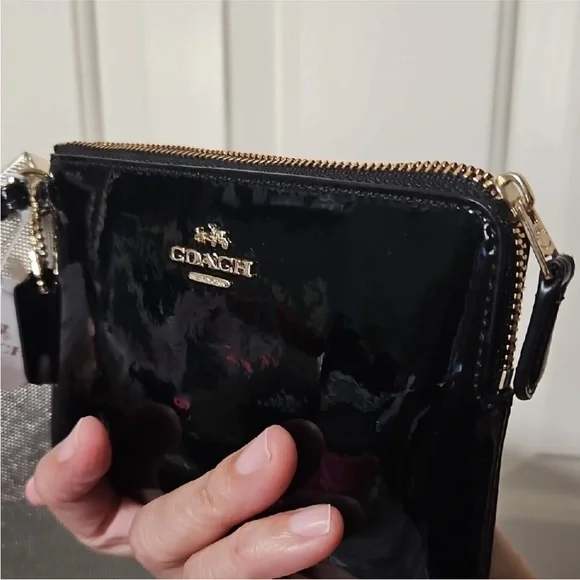 Coach Black Patent Leather Wristlet with Gold Hardware - Picture 6 of 6